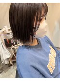 20代30代外ハネボブ×アッシュカラー×ぷつっとカット