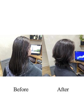 カミケン 清明店(kamiken.) 結べる外ハネくびれミディアム美髪ひし形【カミケン清明店】