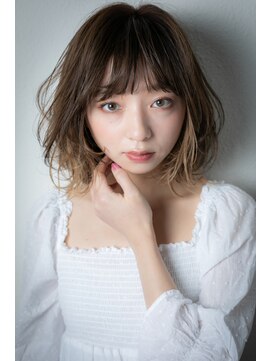 カバーヘアアンドスパ ブリス 浦和(COVER HAIR&SPA bliss) イヤリングカラーゆるふわエアリーボブパーマw浦和10代20代30代