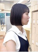 切りっぱなしボブ　グレージュ　前髪　ブリーチなしカラー　rena