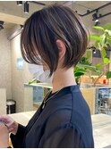 武蔵小杉ベージュカラー大人ショートボ小顔似合わせカット