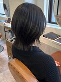 グレージュ 透明感カラー 艶髪 ウルフカット 切りっぱなし 20代