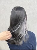 ブリーチ２回インナーホワイトシルバーカラー♪