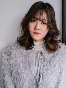 ヘアークラフト(Hair Craft) コテ巻き風パーマ×ミディアムレイヤー【岡山】デジタルパーマ