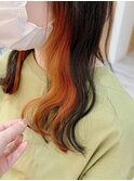 大人かわいい◎びびっとオレンジインナーカラー×透明感アッシュ