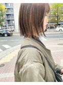 インナーカラー_マロンベージュ Aラインボブ かきあげ