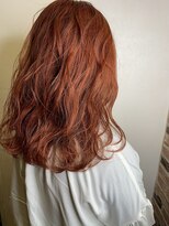 ジウ 上通り(JIU)&nbsp;20代30代ゆるふわ愛されオレンジセミロング