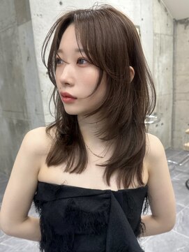 サイン 渋谷(SIGN) 韓国ヘアーハッシュカットレイヤーカットグレージュブリーチ無し