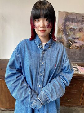 ヘアーアイストゥーレ(HAIR ICI TRE) 姫カット×裾カラーレッド 担当渡邉桜桃