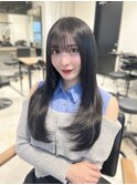 ワンホンレイヤー艶髪グレージュ◎シースルーフルバング