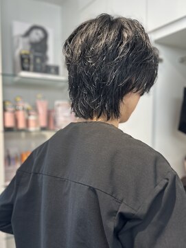 ロンドアンメゾン 原宿(Lond un Maison.) men'sカットスペインカールブルーブラック黒染めブリーチ