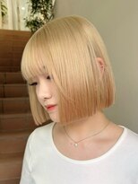 サンク 原宿 表参道(cinq)&nbsp;ミルクティーグレージュ暗めアッシュブラウン長めボブ結べるボブ