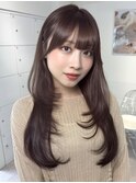 C49ザクザクロングレイヤー透明感モカブラウン