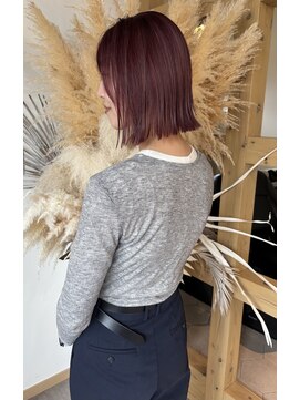 ソラ 京都桂川店(SORA.) 大人可愛い*艶めくボルトーピンク×切りっぱなしボブ◎