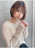 ベビーピンク韓国レイヤー内巻きボブレイヤーロング黒髪