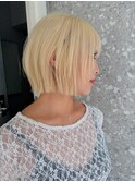 ハッシュボブレイヤーボブヘーゼルベージュホワイトブロンドボブ