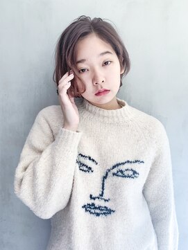 アルバム 銀座(ALBUM GINZA) ナチュラルボブ_耳かけウェーブパーマフォギーベージュ_87302