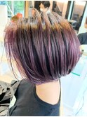 ラベンダーカラー【バレイヤージュ、ショートボブ】