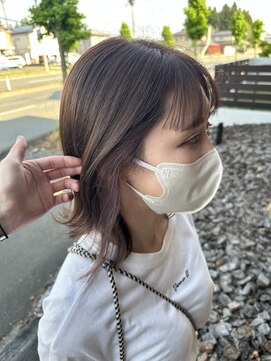 ヘアー クリエイト カルバリ(HAIR CREATE Calbari) 切りっぱなしボブ×インナーカラー