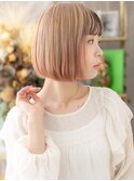 ハイトーンカラー外国人風前下がり金髪ボブh2川口10代20代30代!
