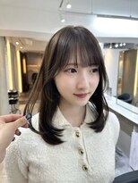 前髪あり韓国カール髪質改善姫カットセミディシアーカラー