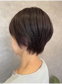 【大人女性】ショートレイヤー×艶ピンクブラウンカラー