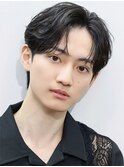 韓国ヘアコンマバング韓国マッシュセンターパートフェザーパーマ