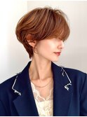 切りっぱなしショート・ボブ/絶壁解消/前髪なし/20代/30代/面長