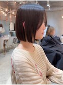 ブリーチなし/髪質改善/大人ガーリー/ダークアッシュ/ボブ