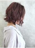 ボブピンク_外ハネボブアッシュブラウンネオウルフ