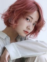 ヘアーメイクパウダー 天王寺寺田町店(Hair make powder) ナチュラルボブ×大人ボブ×ウェーブ 20代30代40代透明感ピンク