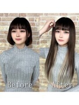 エクステ専門店あるじゃんすー 宇都宮店 アッシュブラック×ホワイトアシュ#シールエクステ#韓国#宇都宮