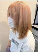 ピンクアッシュ/ホワイトピンク/ブリーチオンカラーメンズカット