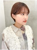 くびれヘア/アプリコットオレンジ/レイヤー/ショートボブ/韓国