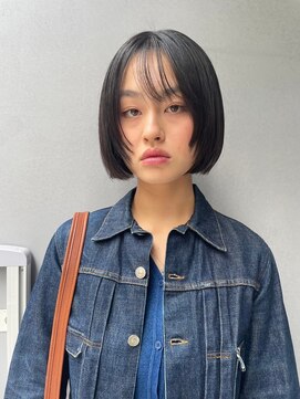 ホネン(honen) 薬院【honen】顔回りレイヤーウルフボブショートブルー髪質改善