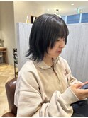 ブルーインナーカラー×ウルフカット