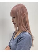 ペールピンク/ワンレンロング