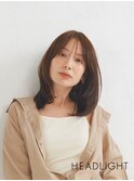 小顔#内巻きミディアムレイヤー#韓国巻き#ダークアッシュ