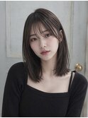 ミディアム20代30代ストレートレイヤー前髪なし前髪あり池袋