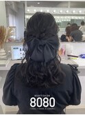 ねじりハーフアップ