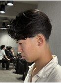 ニュアンスパーマフェザーパーマセンターパートテーパーフェード
