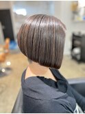 ショコラベージュ白髪ぼかし30代40代50代ナチュラルボブ前下がり