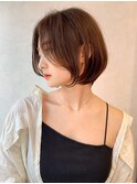 ショコラアッシュベージュカラーボブ大人レイヤーカット