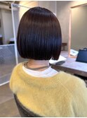 切りっぱなしボブ 丸みボブ ミニボブ 美髪 ダークアッシュ