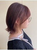 チェリーピンク○顔まわりカット○イヤリングカラー○ベージュ