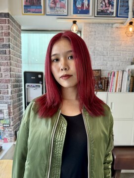 ヘアー アレス(hair ales) ワンレン/ボフルフ/小顔に見せるヘア/レッドヘアー/ブリーチ