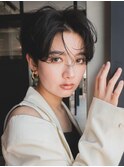 美髪おくれ毛ショートボブ前髪カット_F90053