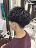 アップバングショートパーマ