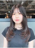韓国ヘアロングおくれ毛顔周りレイヤー_F0904