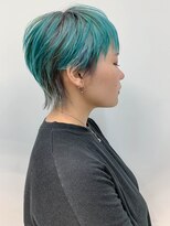 テトヘアー(teto hair) short (ターコイズ、ショートウルフ、デザインカラー)